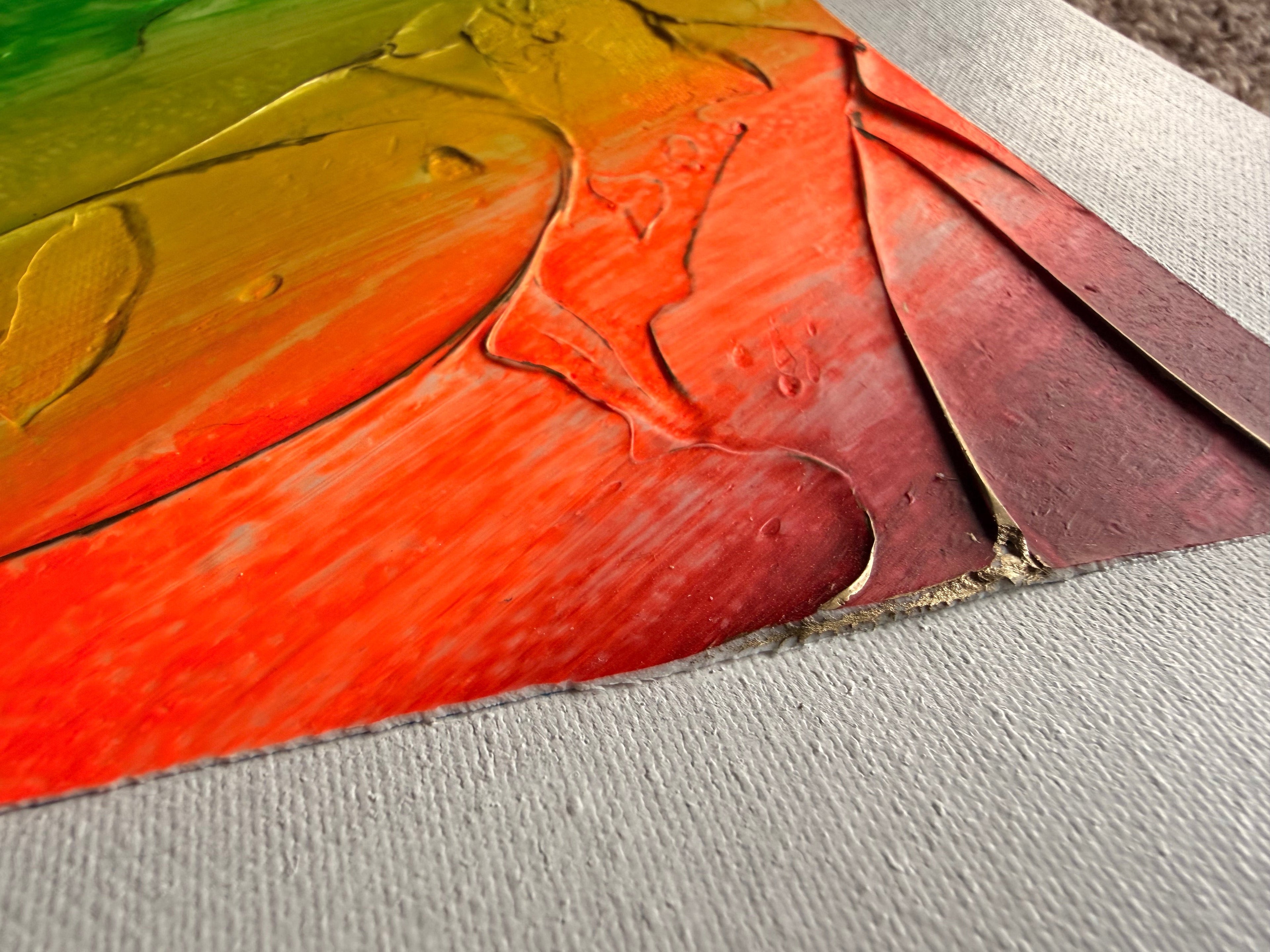 Rainbow Plaster Painting 9x11 - Textured Original