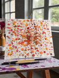 Red & Gold Watercolor Painting 14x17 - Original Art