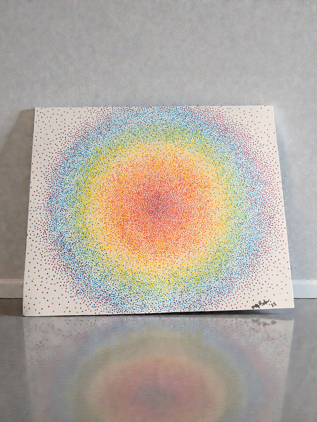 Rainbow Dot Art 14x17 - Original Painting
