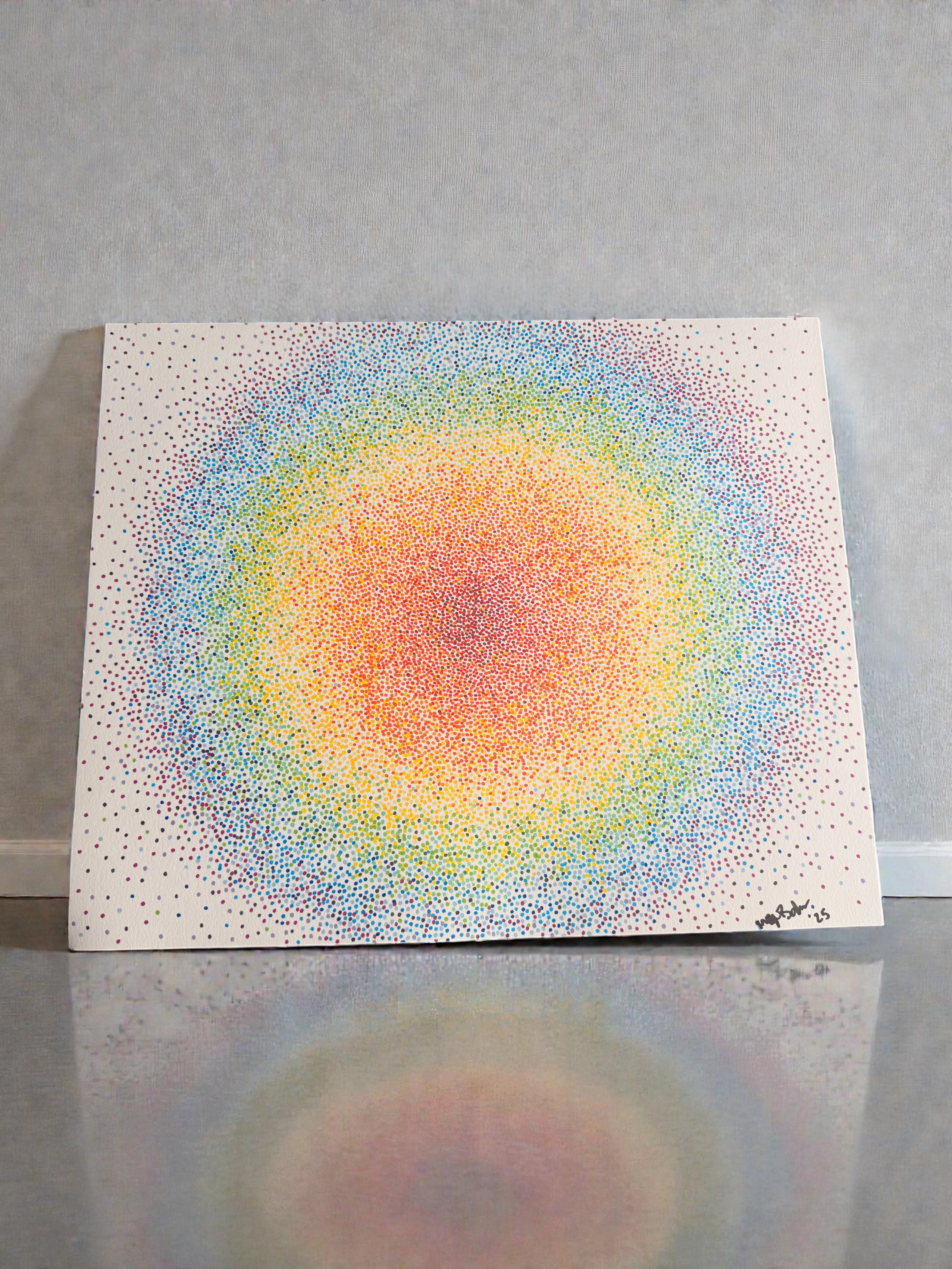 Rainbow Dot Art 14x17 - Original Painting