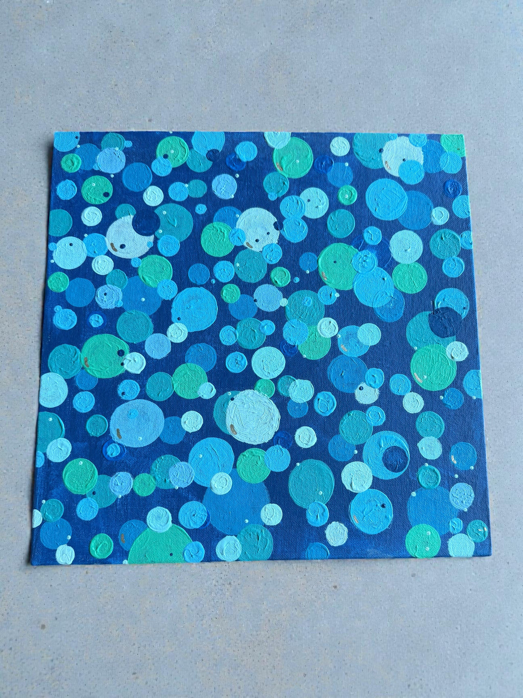 Blue Dot Painting 10x10 - Original Abstract Art