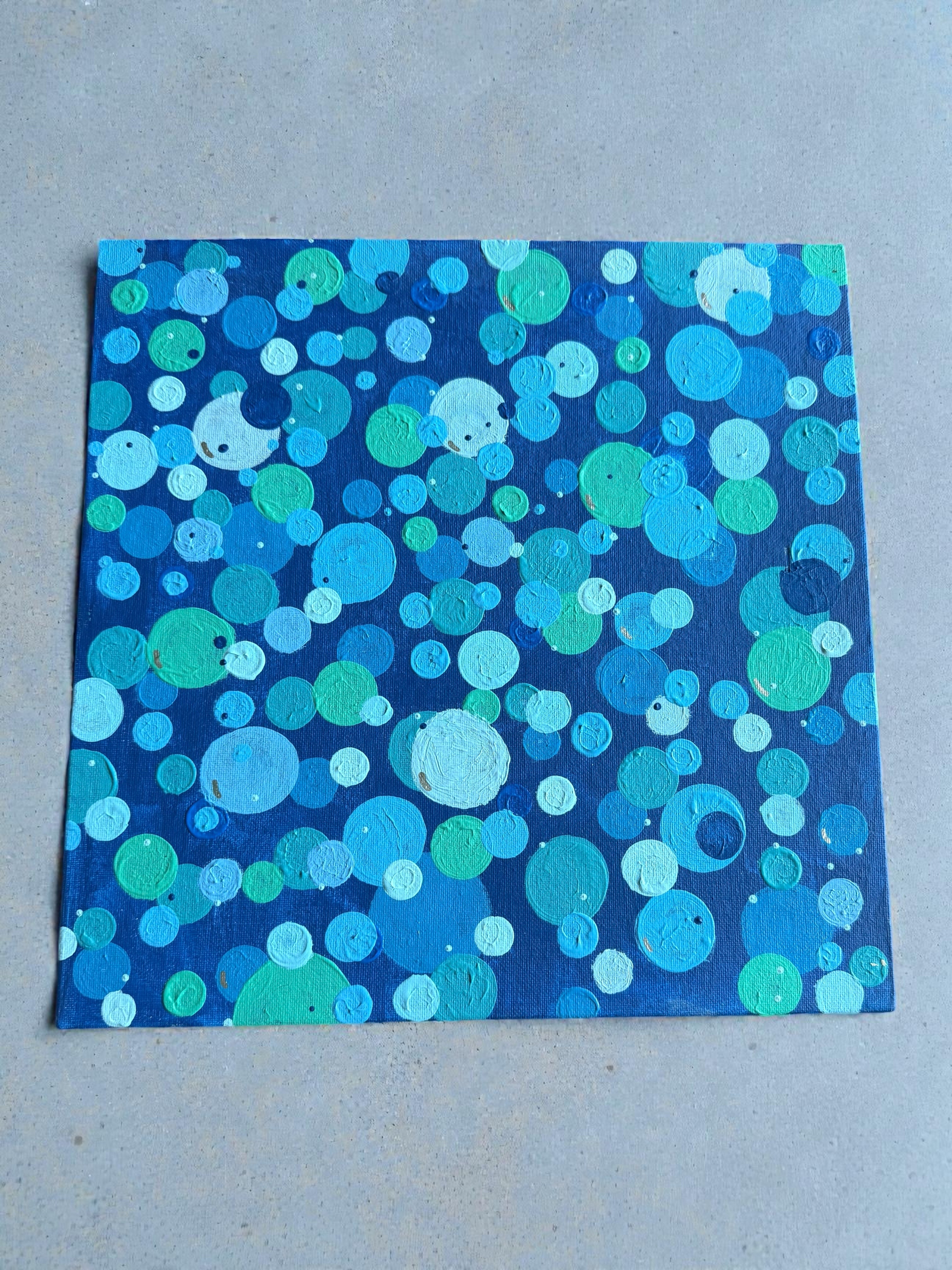 Blue Dot Painting 10x10 - Original Abstract Art