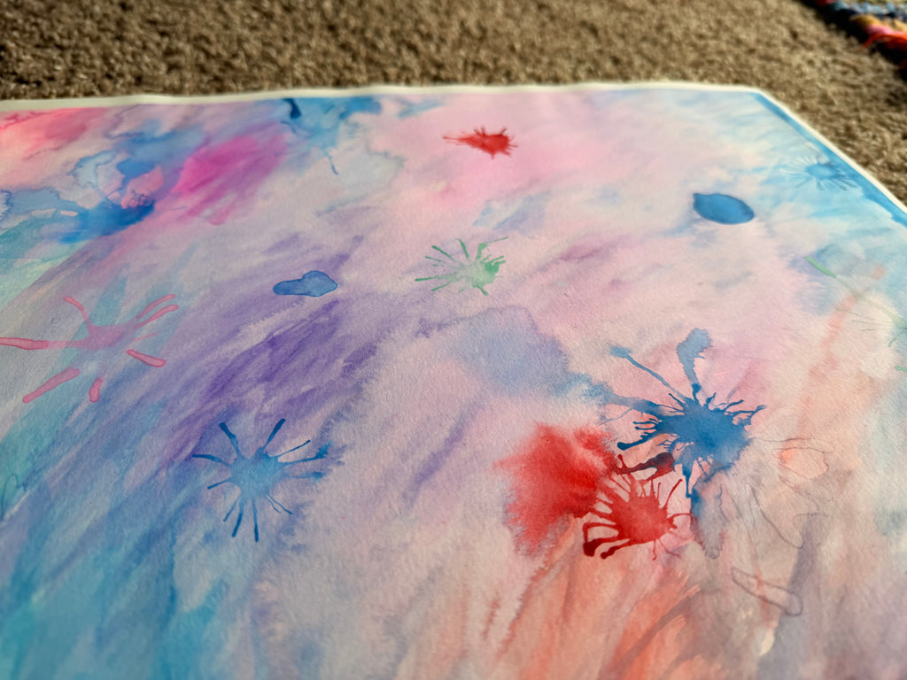 Watercolor Splatter Painting 14x17 - Original Art