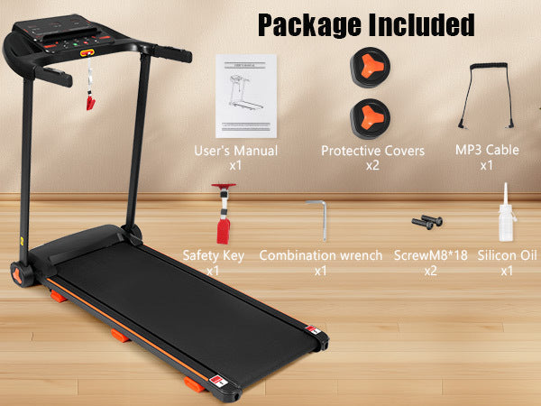 Treadmills for Home, 2.5HP Quiet Folding Treadmill with Heart Rate Sensor, 300lbs Weight Capacity, 7.5MPH, Incline Treadmill With USB Charge Station For Android & Bluetooth Speaker, 6 Shock-Absorbing