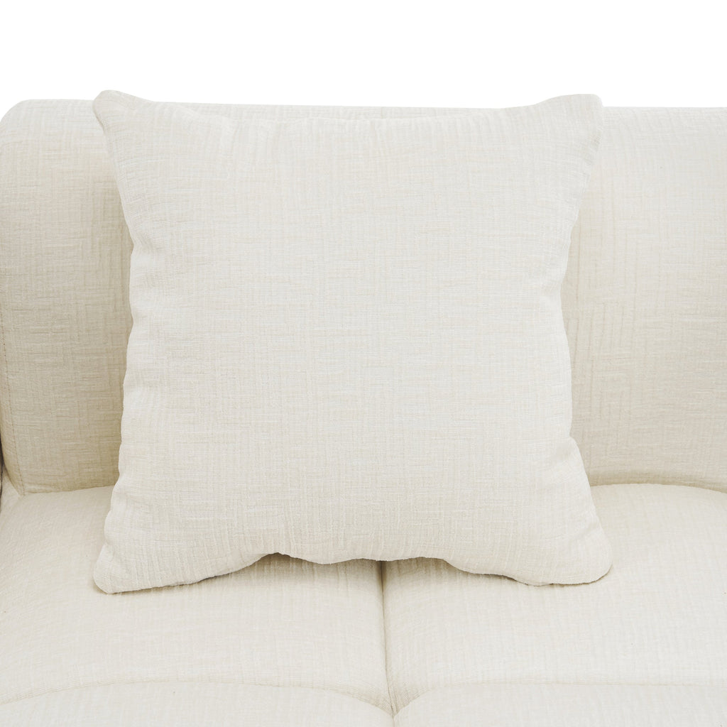 Modern Beige Modular Sectional Sofa with Deep Seating and Side Pockets, Chenille Upholstery, 101.2'