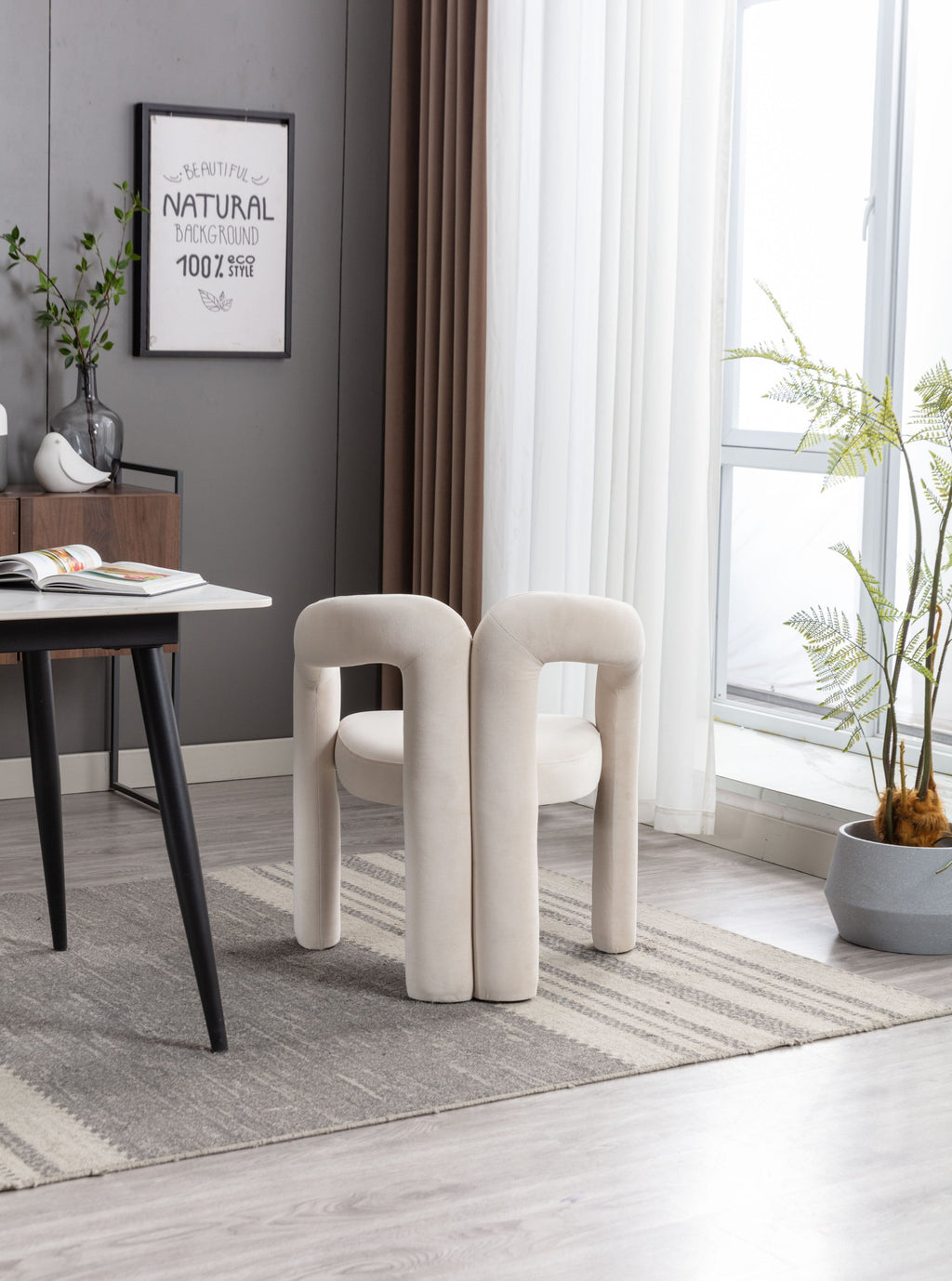 Contemporary Designed Velvet Fabric Upholstered Accent/Dining Chair /Barrel Side Chairs Kitchen Armchair for Living Room set of 2 (Beige Velvet)