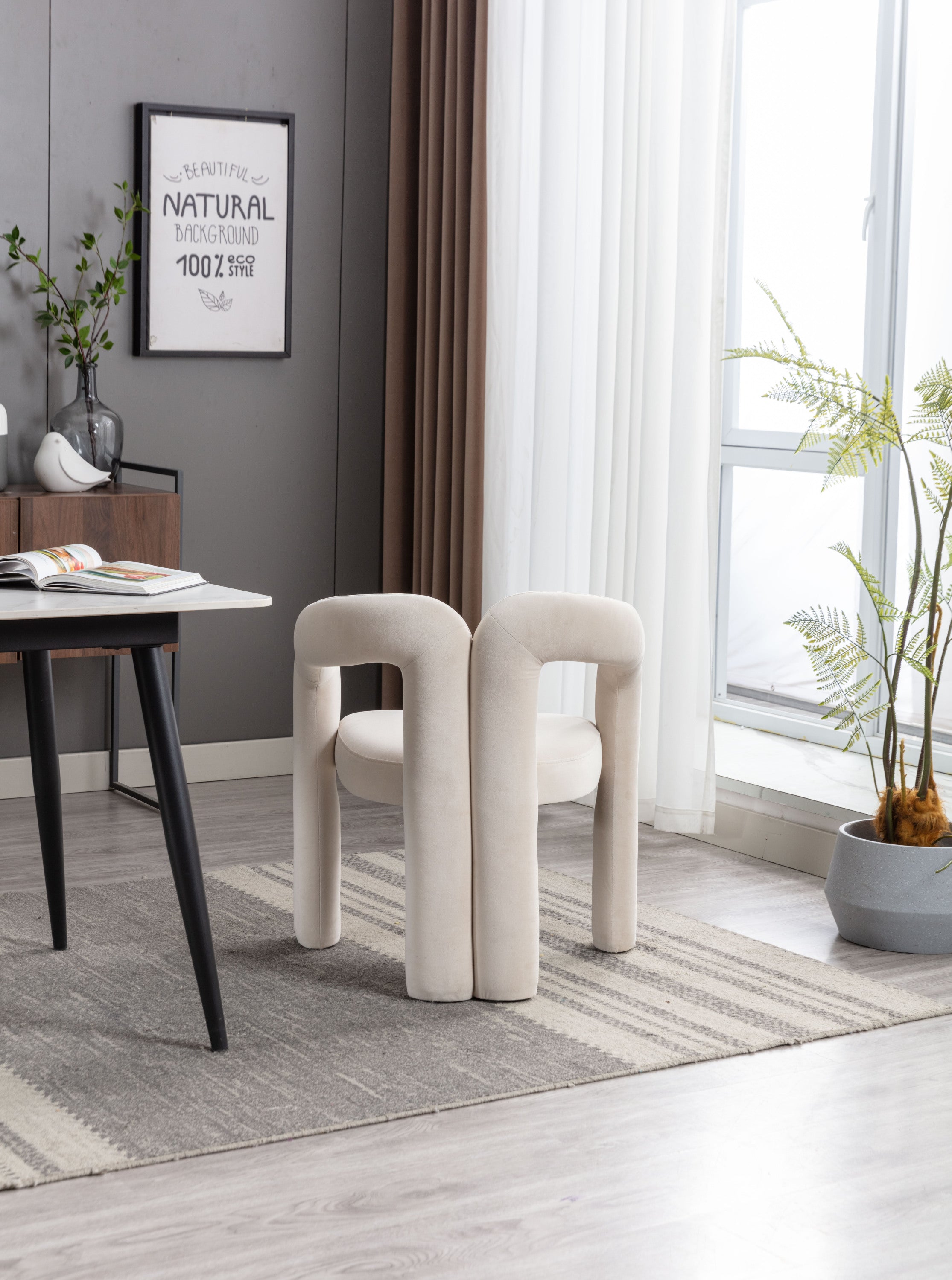 Contemporary Designed Velvet Fabric Upholstered Accent/Dining Chair /Barrel Side Chairs Kitchen Armchair for Living Room set of 2 (Beige Velvet)