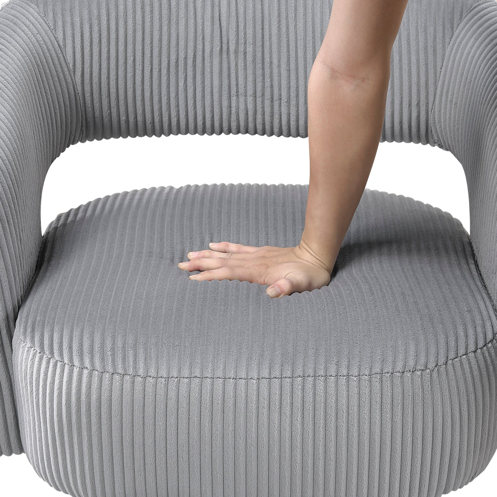 Modern Luxurious Swivel Accent Chair Dark Gray Soft Corduroy Upholstery Plush Seating Solid Wood Stylish Home Furniture 1pc