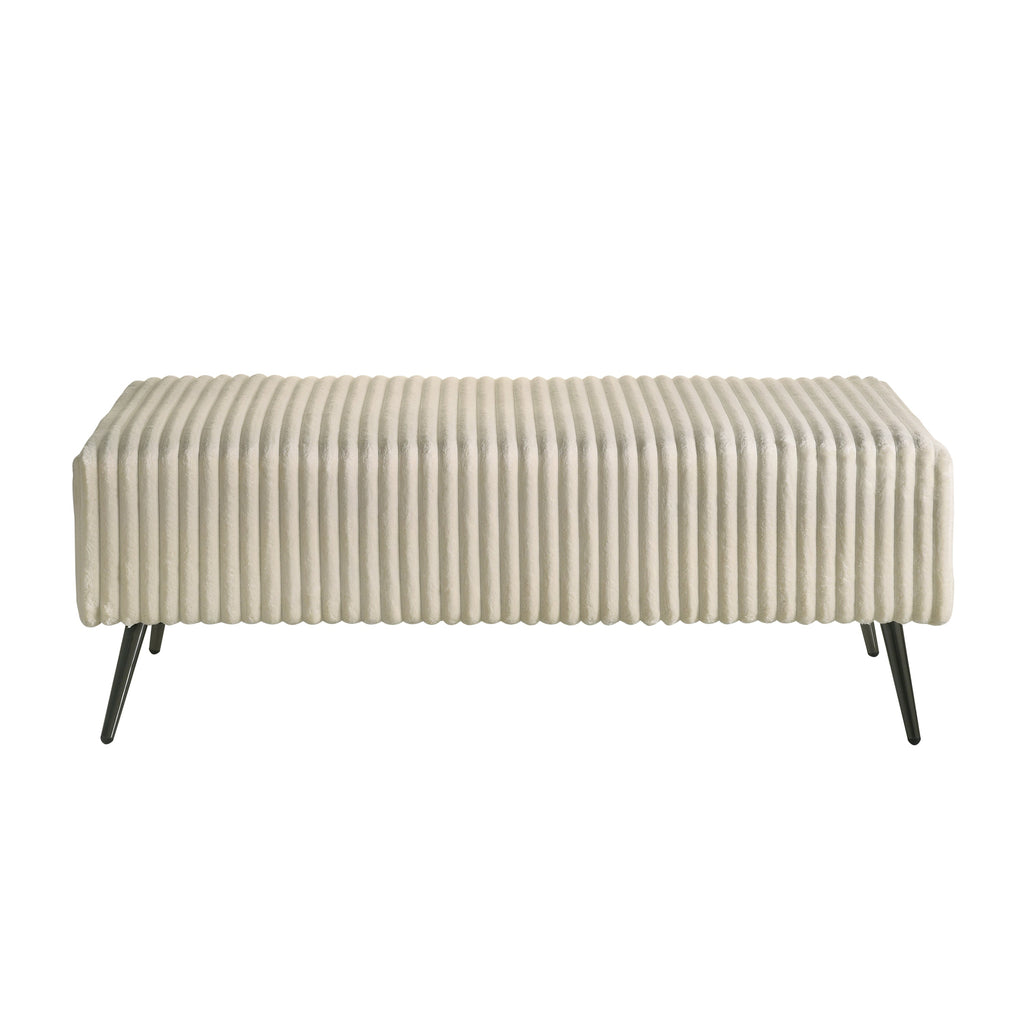 Mavela Wide Wale Corduroy Upholstery Panel King Bed with 2 Nightstands and Bench, Cream