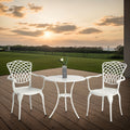 3 Piece Patio Bistro Set Cast Aluminum Bistro Table and Chairs Set of 2 with Umbrella Hole,All Weather Metal Bistro Table Set,Outdoor Patio Furniture Set for Garden White