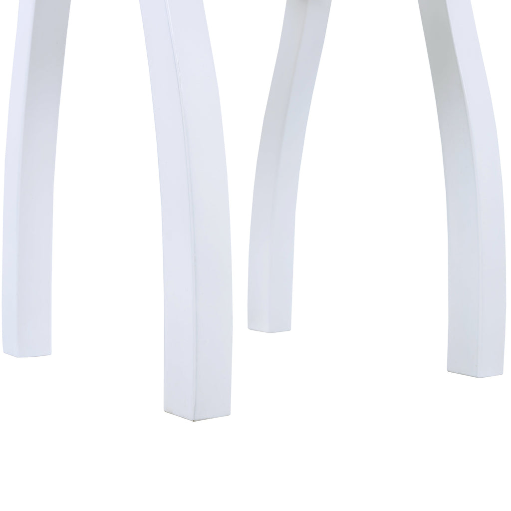 SELMA Acacia wood Accent Side Table in White PU, Weather-Resistant Rectangular End Table for Patio, Garden, Lawn, and Living Room(White PU)