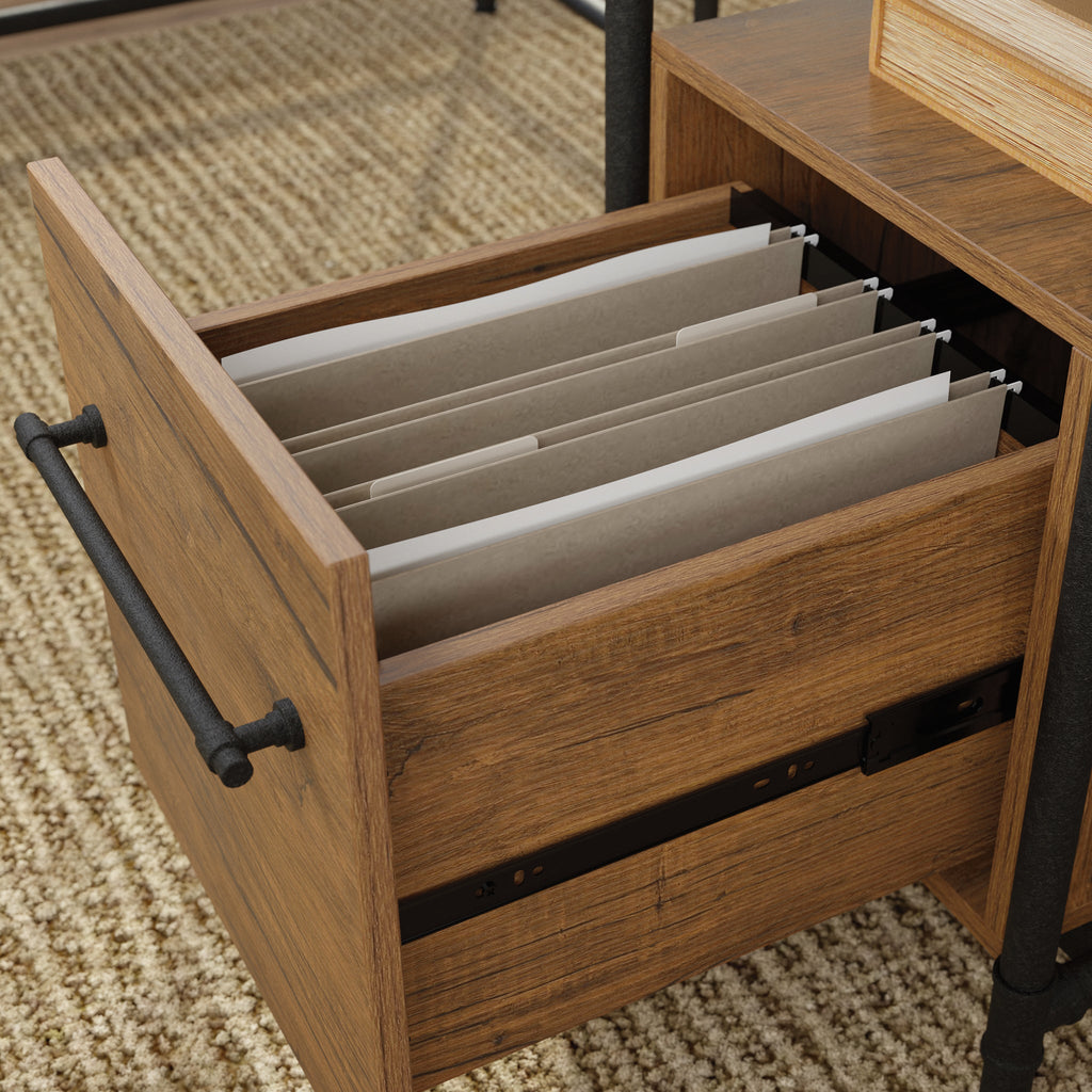 L-Shaped Desk, Brown finish