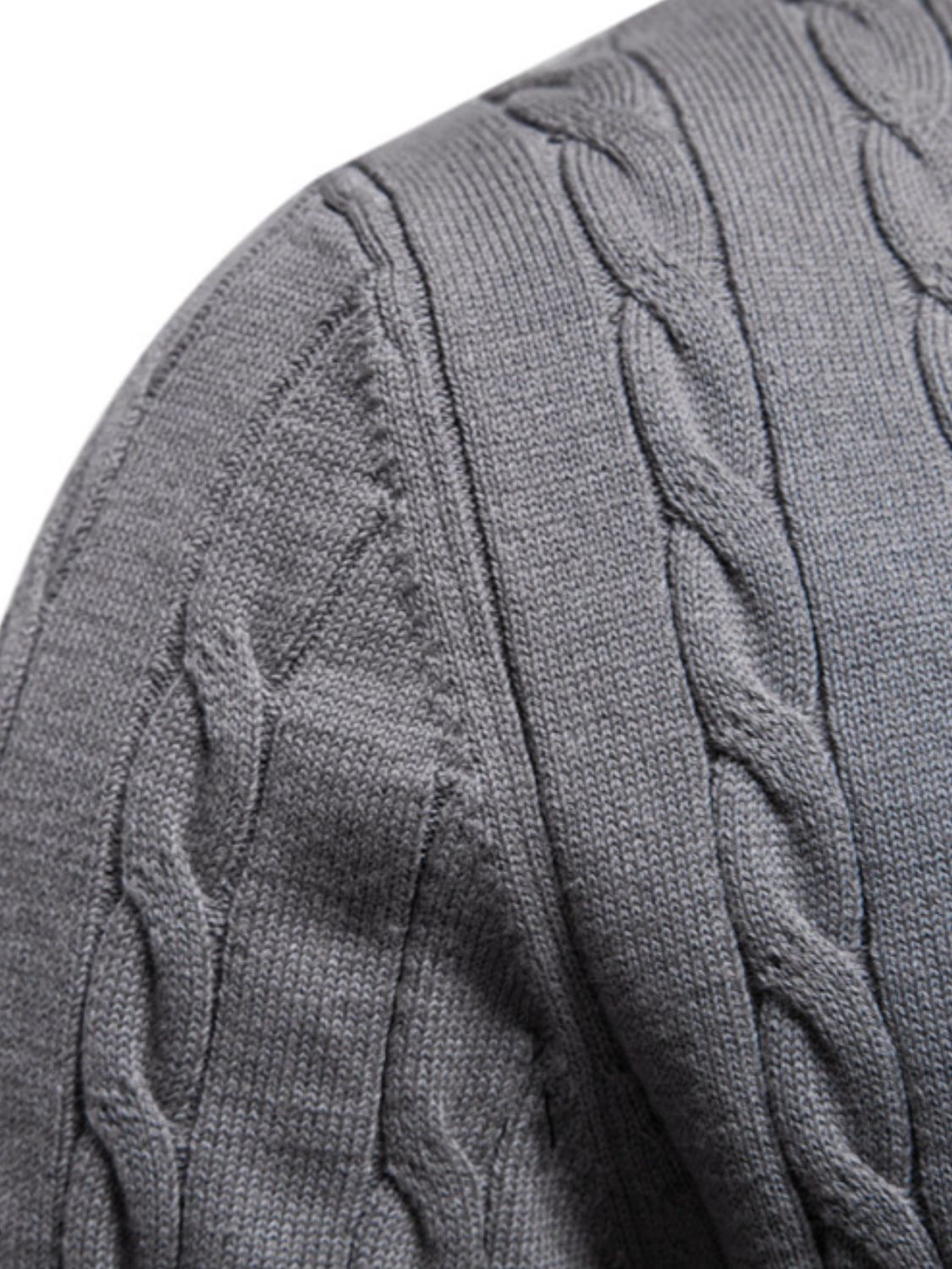 Cable-Knit Round Neck Long Sleeve Sweater