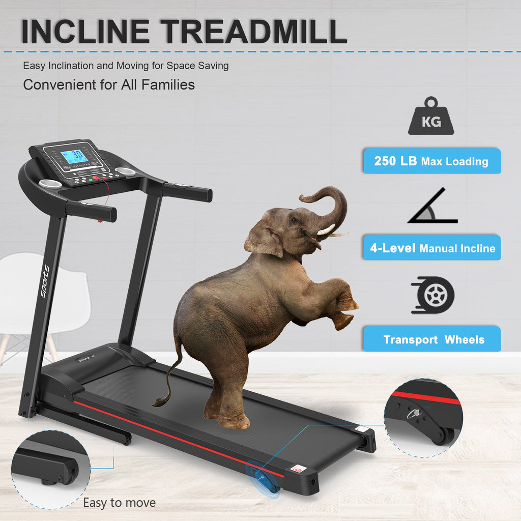 Fitshow App Home Foldable Treadmill with Incline, Folding Treadmill for Home Workout, Electric Walking Running Treadmill Machine 5' LCD Screen 250 LB Capacity Bluetooth Music