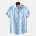 Casual Striped Short Sleeve Button-Up Shirt