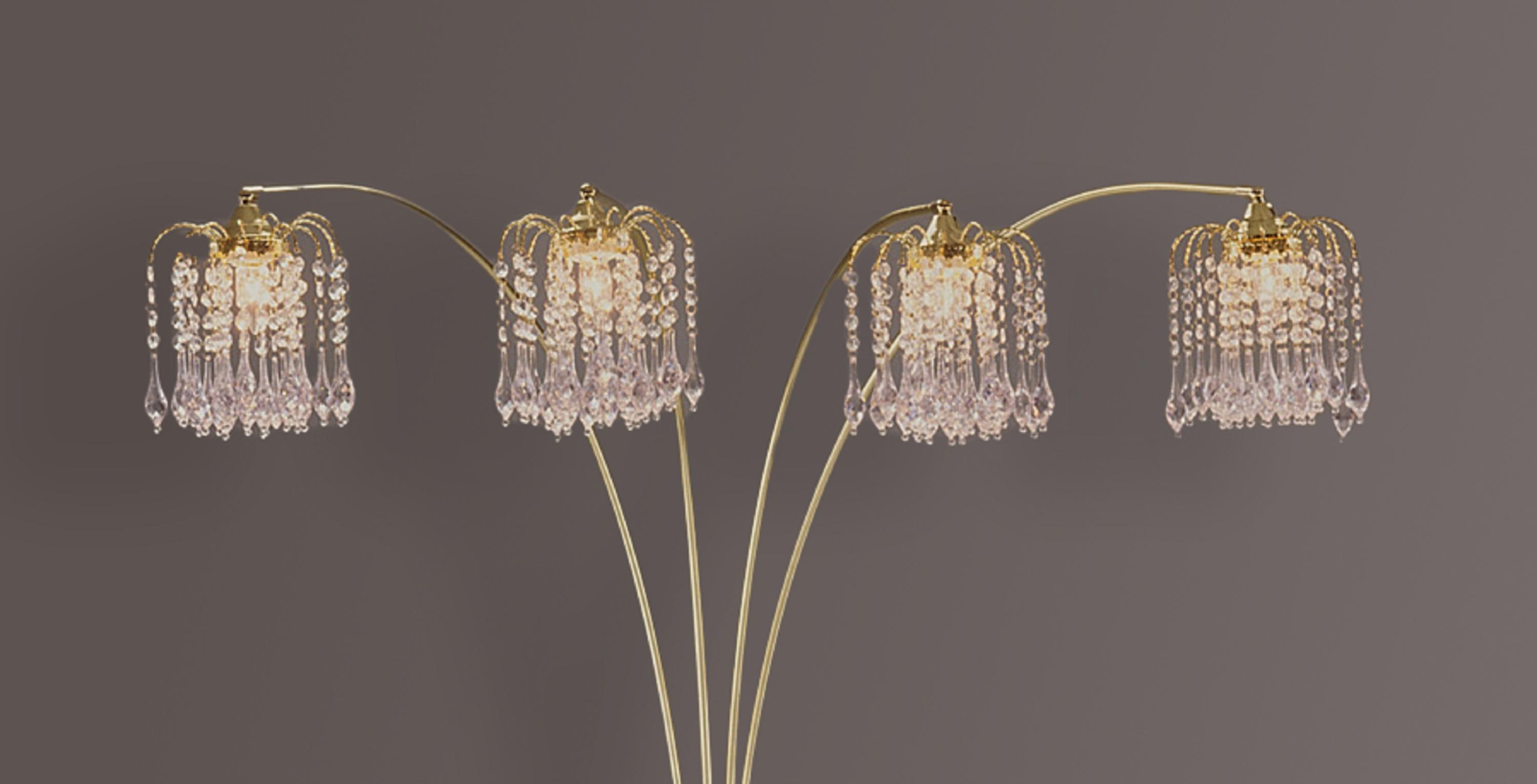1pc Modern Design Classic Luxury Sleek Multi-head Floor Arc Lamp Half Moon Radiant Crystal-encrusted Sleek Metallic Stems Living Room Gold Arc Lamp
