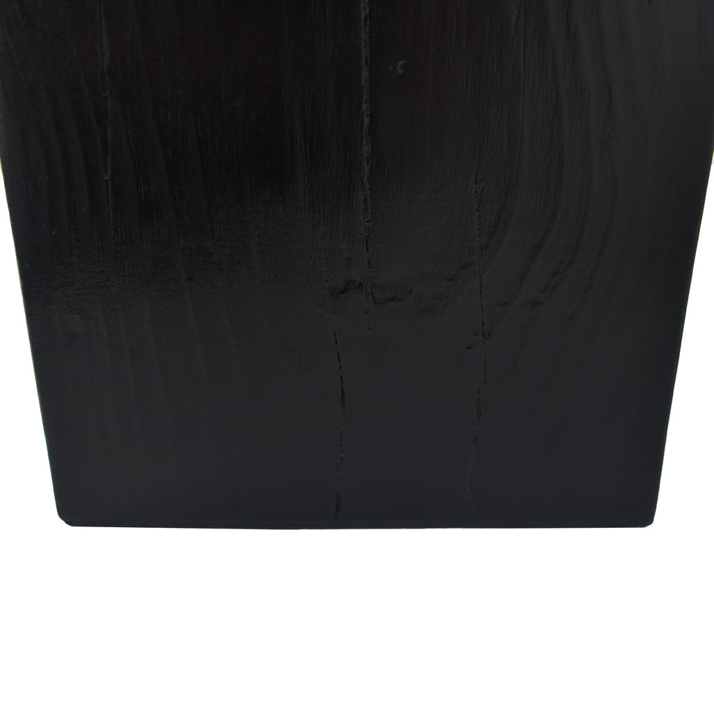 Wood-Look Square-Column MGO End Table,  H27.75',Wood-Like Distressed Finish, Mix with Different Heights, Indoor Outdoor Use,Black Color