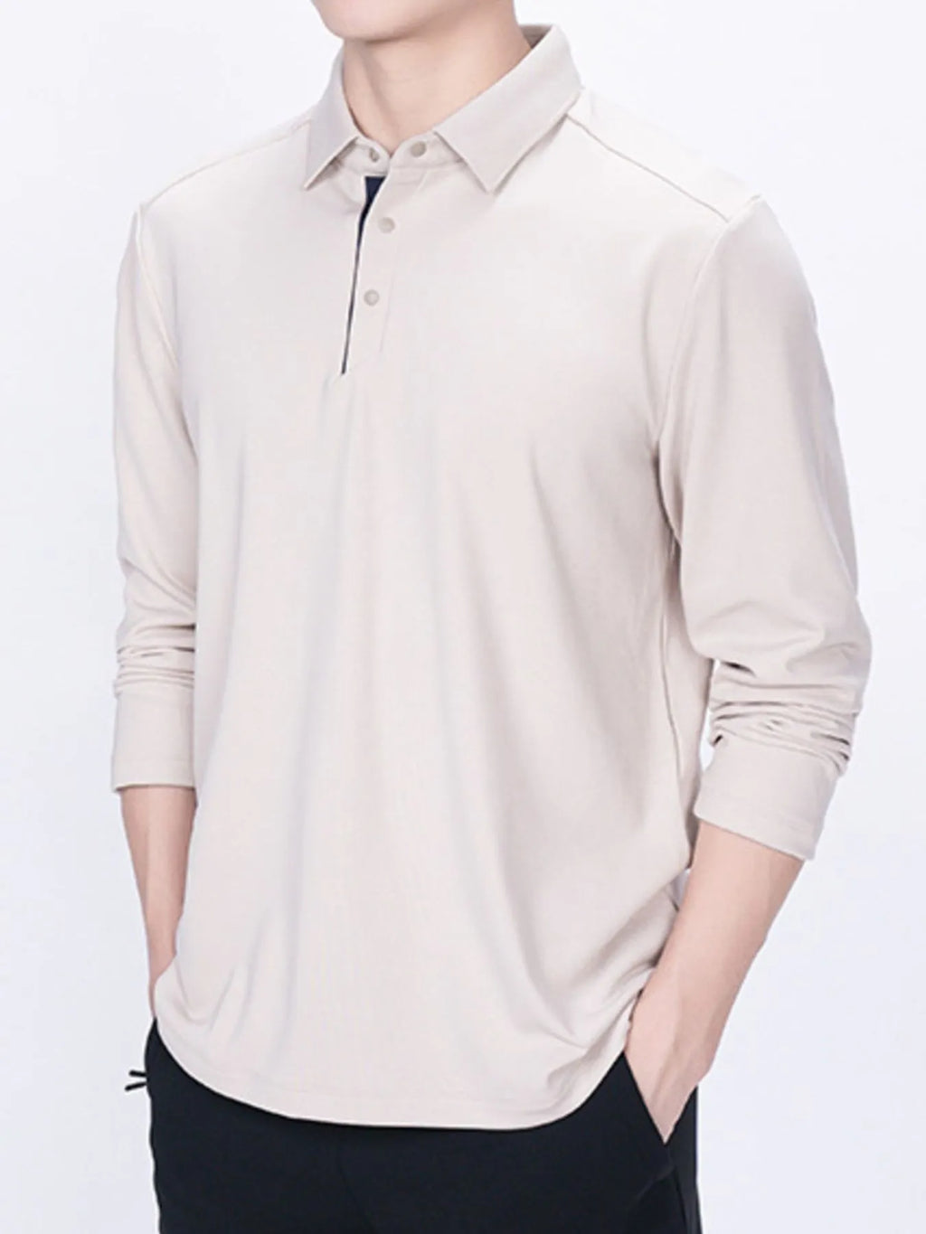 Collared Neck Long Sleeve Polo