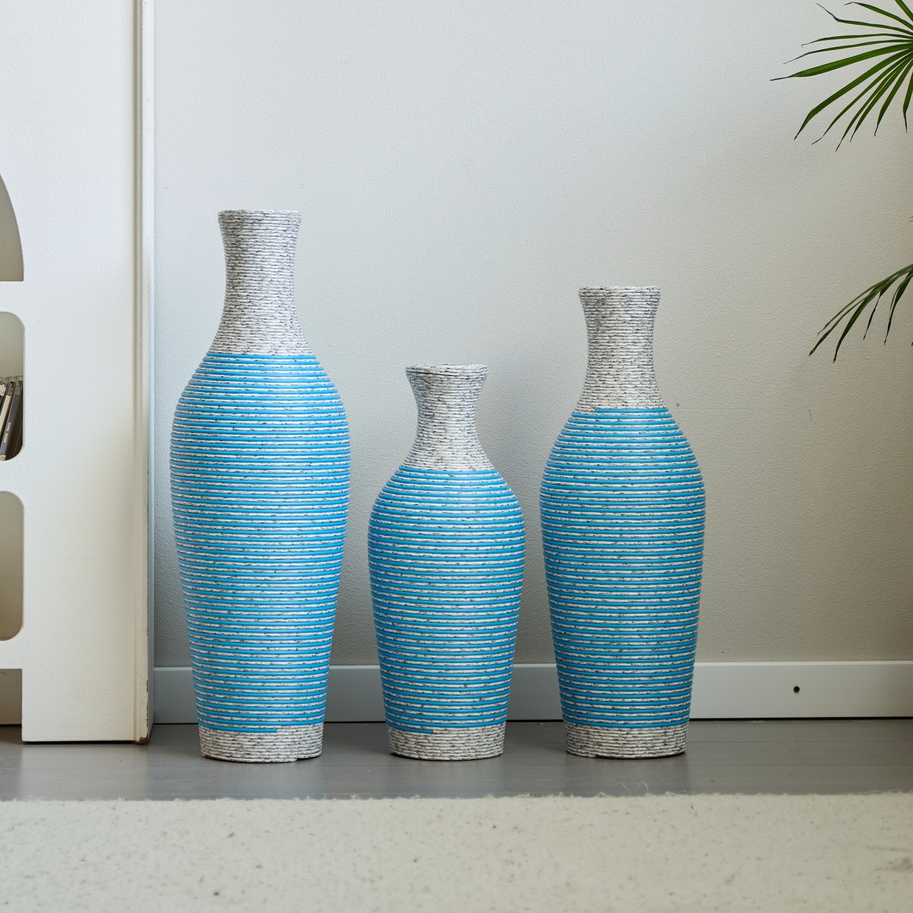 Desktop Vase, Brown Decorative Floor Vase, Classic and Neat Floor Vase, High Independent Flower Stand, Artificial Vine Vase, PVC Floor Vase, Home Decoration Flower Stand Set of 3 pieces