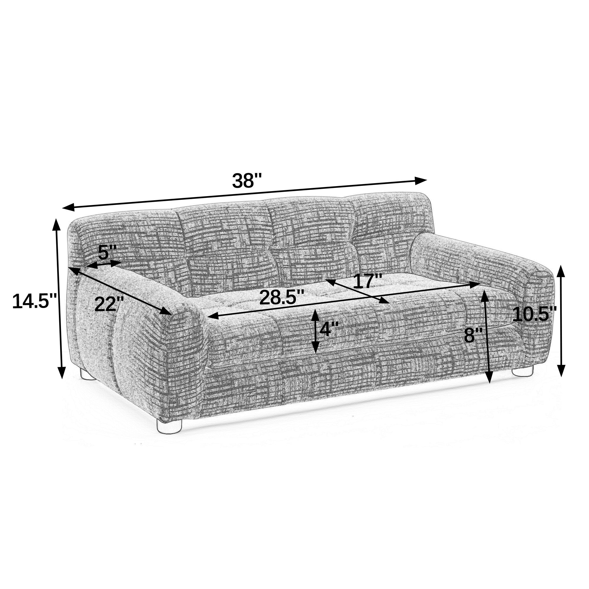 Soft and comfortable pet sofa with backrest and armrests, suitable for modern rectangular pet sofas for small and medium-sized dogs,-dark gray