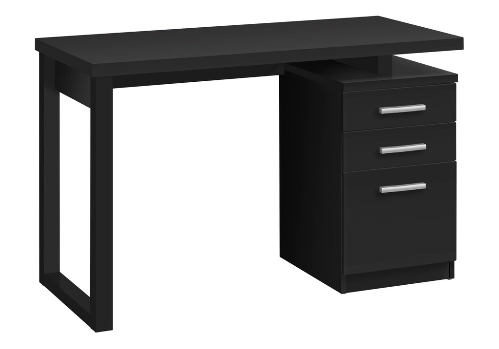 Computer Desk, Home Office, Laptop, Left, Right Set-up, Storage Drawers, 48'l, Work, Black Laminate, Contemporary, Modern