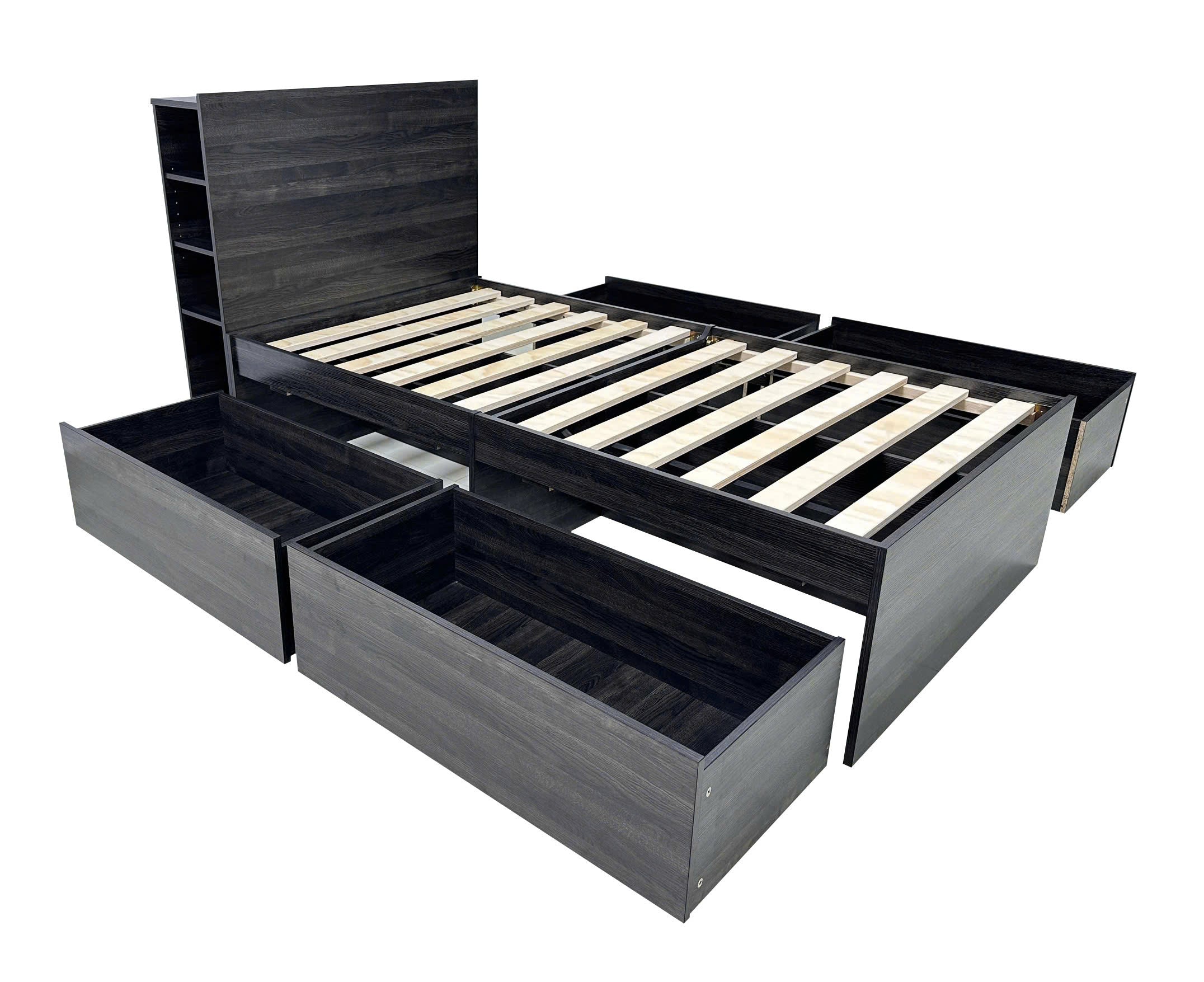 Robin Twin Storage Bed with 1 Nightstand in Dark Gray
