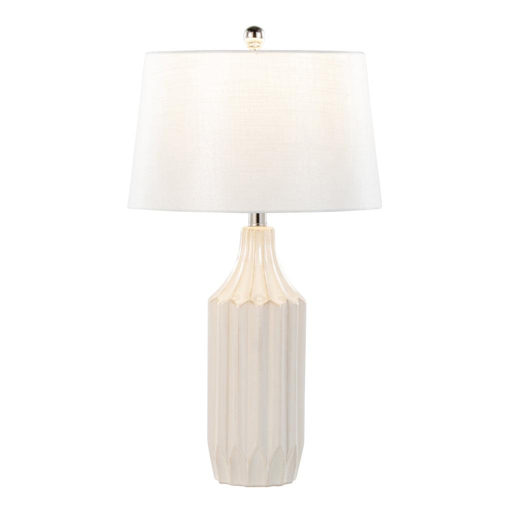 Stella 23' Contemporary Ceramic Table Lamp in Gloss Cream Ceramic with White Shade by LumiSource