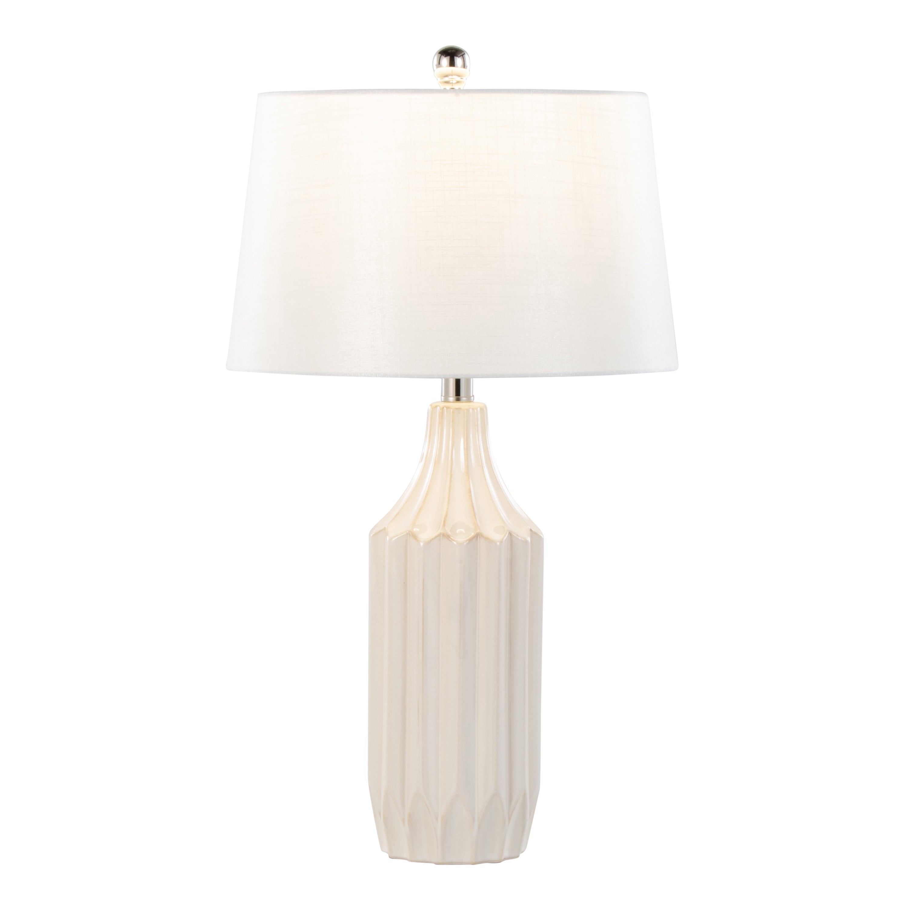 Stella 23' Contemporary Ceramic Table Lamp in Gloss Cream Ceramic with White Shade by LumiSource