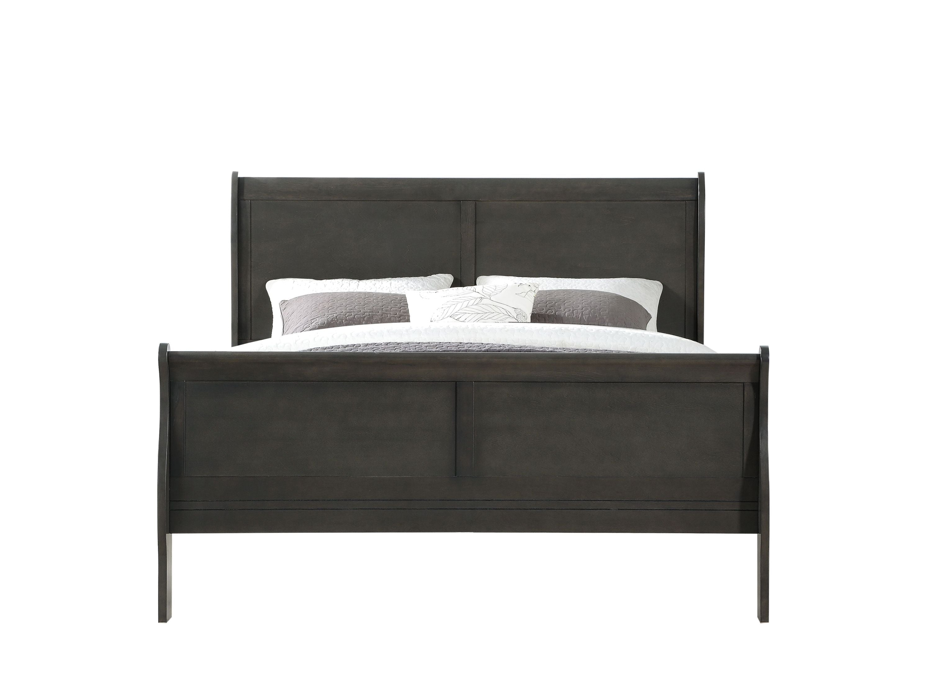 Louis Philippe Dark Gray Finish 2PCS Bedroom Set (E. King)