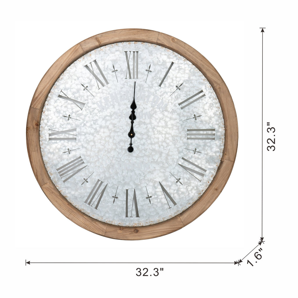 D32.3' Grant Oversized Wall Clock with Fir Wood Frame