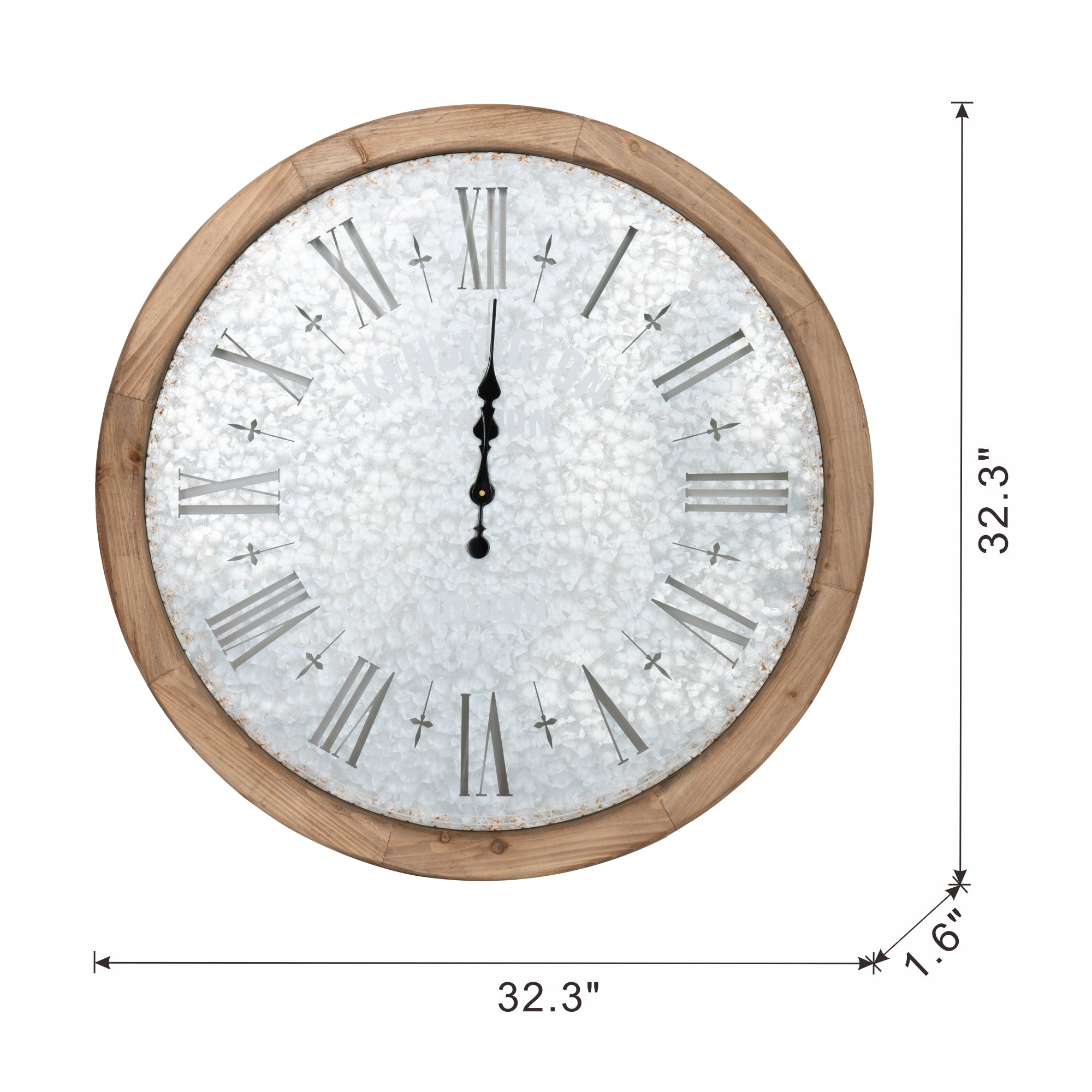 D32.3' Grant Oversized Wall Clock with Fir Wood Frame