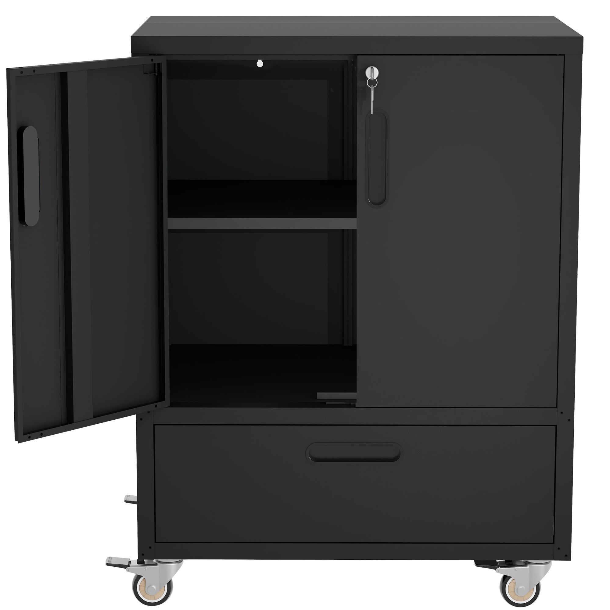 Tool Cart with Wheels, 40' H x 30' W x 20' D, Mobile Tool Cabinet with Lockable Casters & Drawer, Heavy-Duty Steel Storage Organizer for Garage, Workshop, Office - Easy 30-Min Assembly