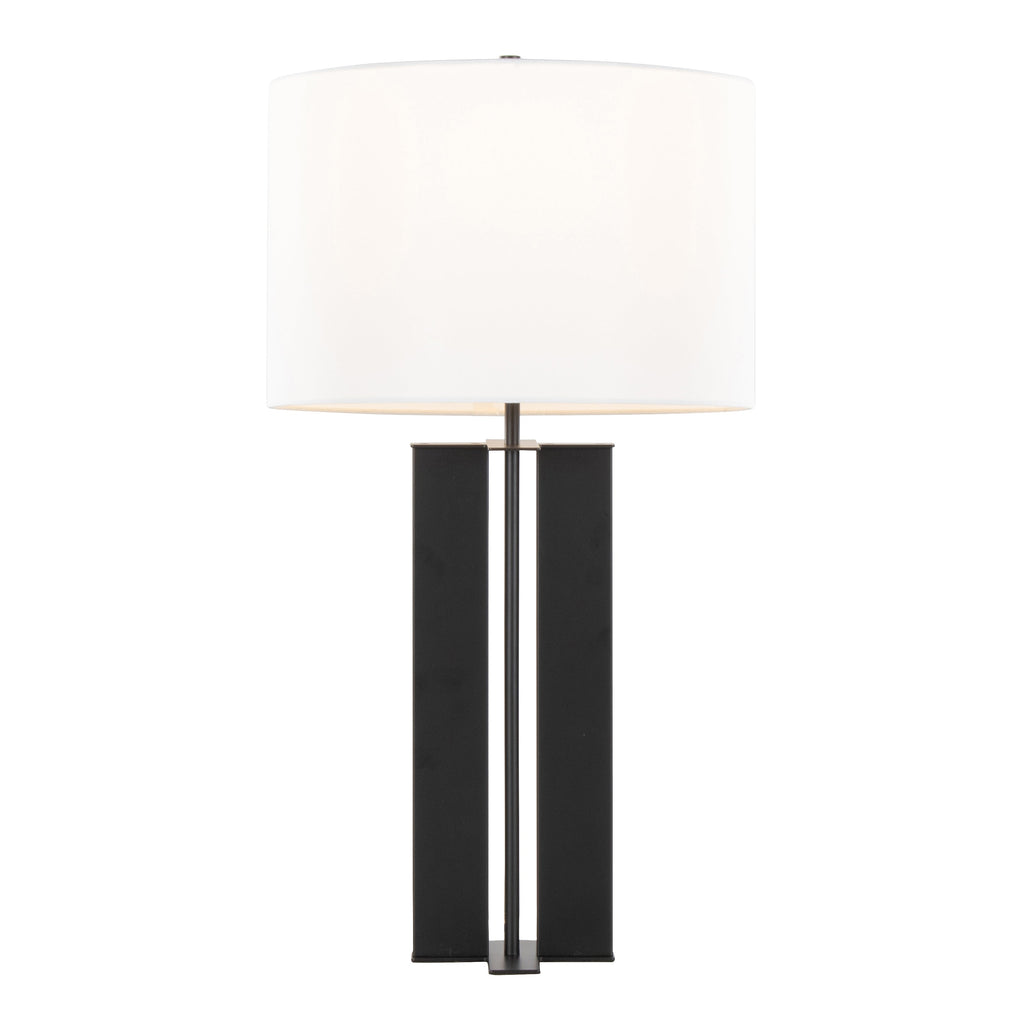 Cosmo 28' Contemporary Metal Table Lamp in Black Metal and White Linen by LumiSource