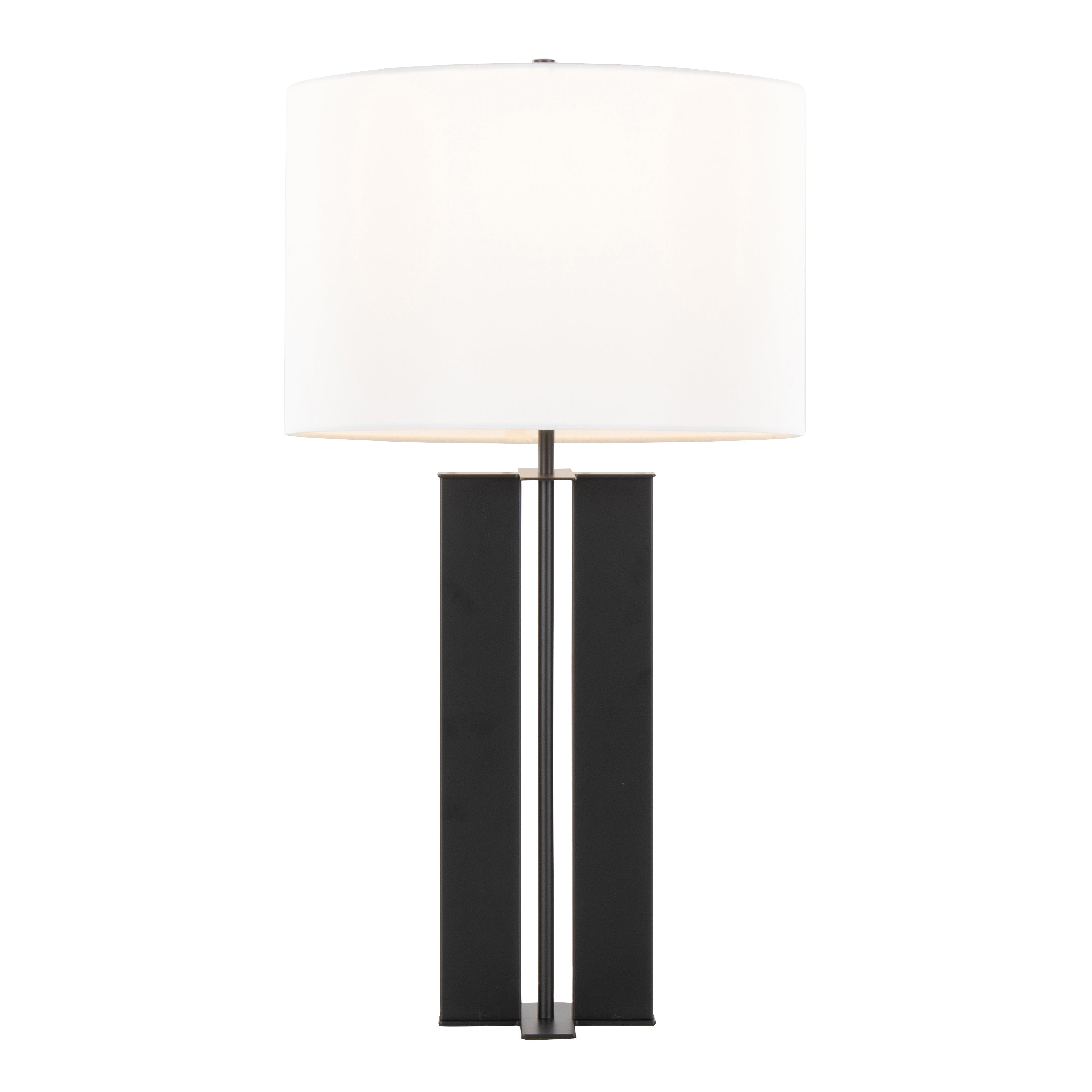 Cosmo 28' Contemporary Metal Table Lamp in Black Metal and White Linen by LumiSource
