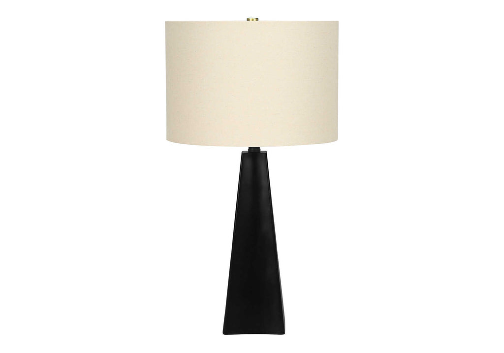 Lighting, 27'h, Table Lamp, Black Resin, Beige Shade, Modern