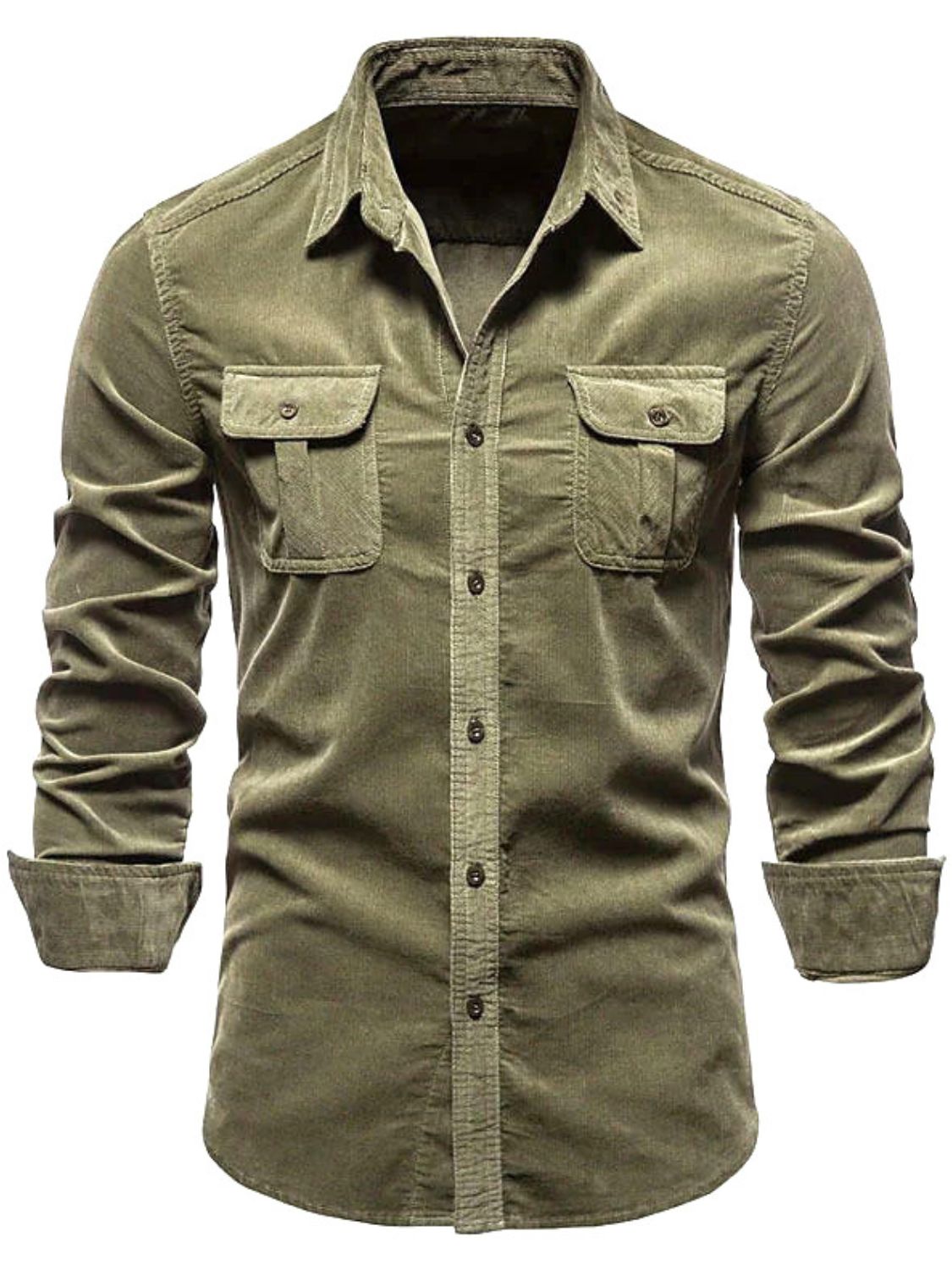 Collared Neck Button Down Shirt with Chest Pockets Plus Size