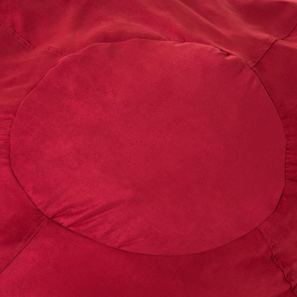 5-Foot Comfortable High-Density Shredded Foam Bean Bag Chair for Kids and Adults, with Removable Microsuede Cover, Ideal Reading and Bedroom Floor Lounge, Chinese Red