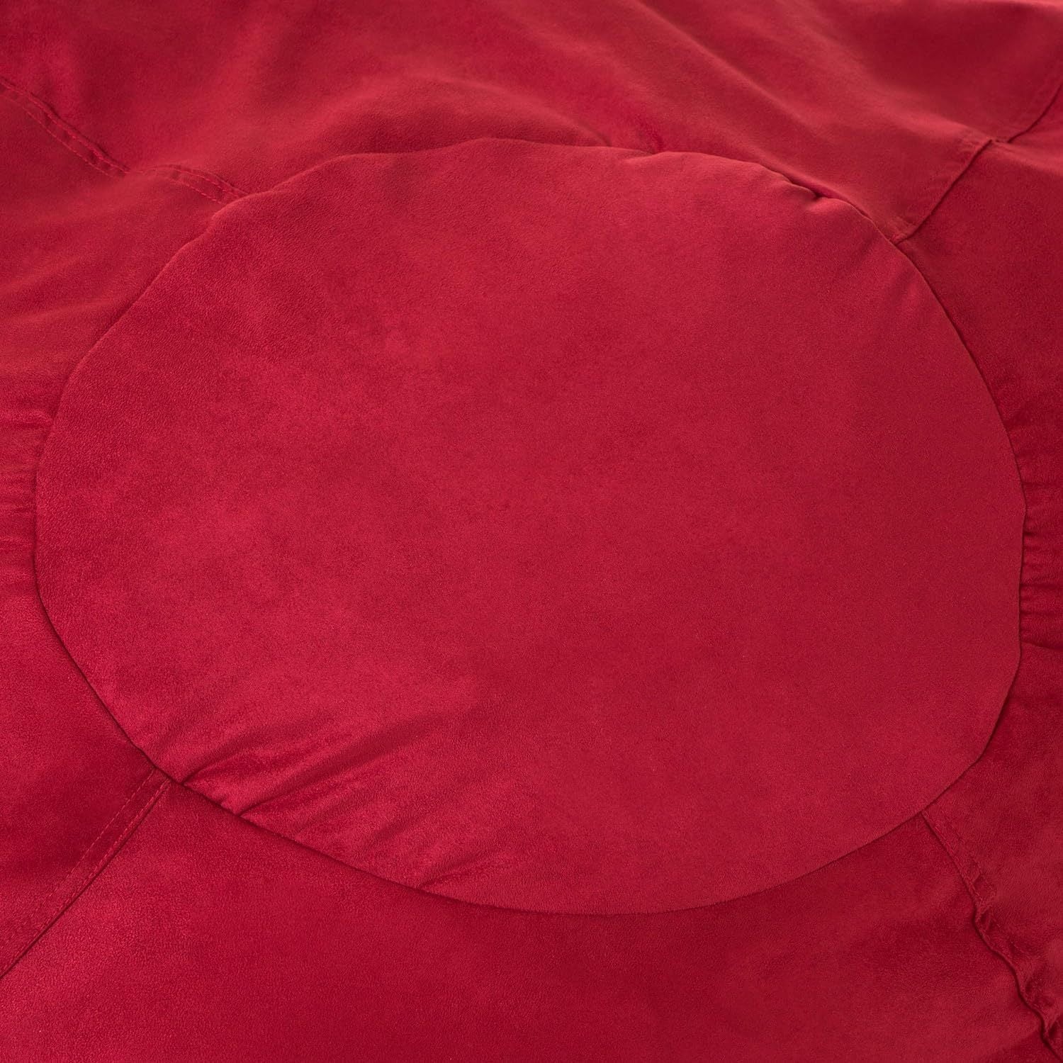5-Foot Comfortable High-Density Shredded Foam Bean Bag Chair for Kids and Adults, with Removable Microsuede Cover, Ideal Reading and Bedroom Floor Lounge, Chinese Red