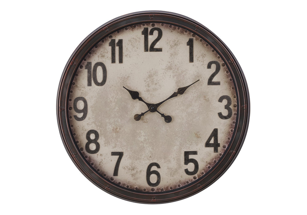 Clocks, 20' Round, Wall Clock, Antique Brown, Transitional