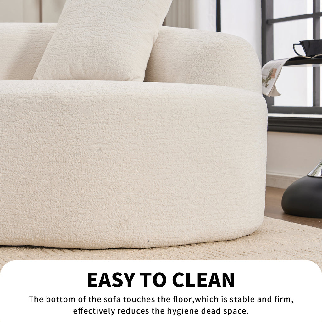 LY-025 Full Compression Sponge Sofa Cloud White Curved Modular Sectional 30D High-Density Chenille Sleeper Couch 110'L