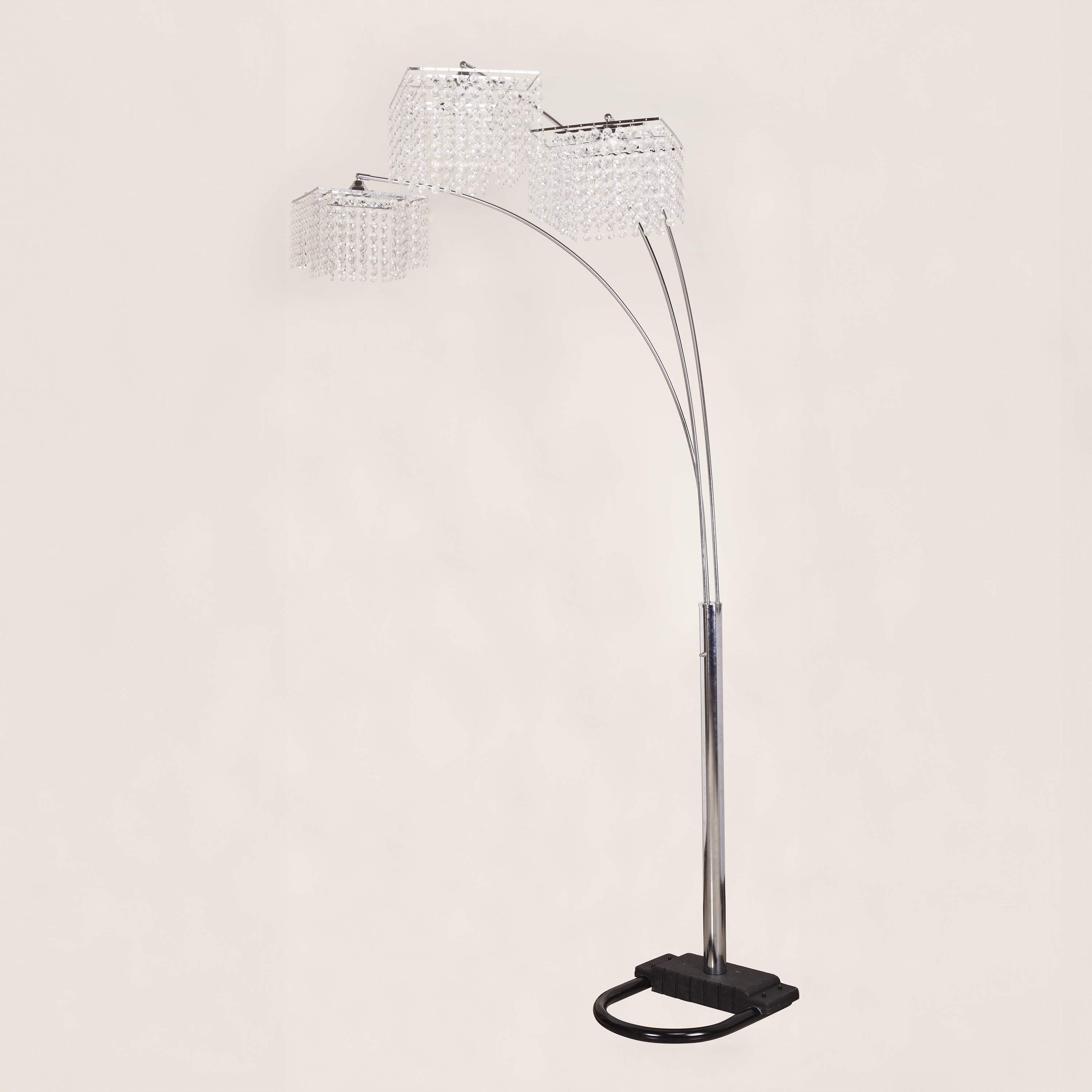 1pc Modern Design Classic Luxury Sleek Multi-head Floor Arc Lamp Crystal-like Accents Drape Living Room Curve Lamp