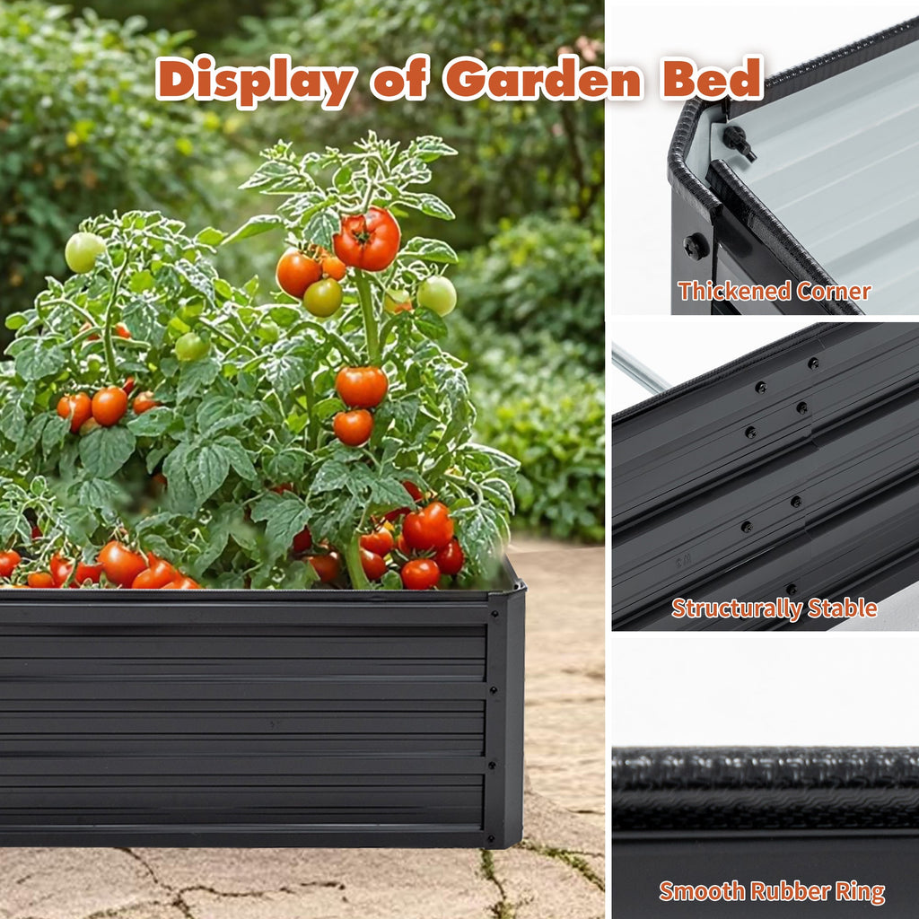 Galvanized Raised Garden Beds Outdoor // 8×4×1 ft Planter Raised Beds for Gardening, Vegetables, Flowers // Large Metal Garden Box