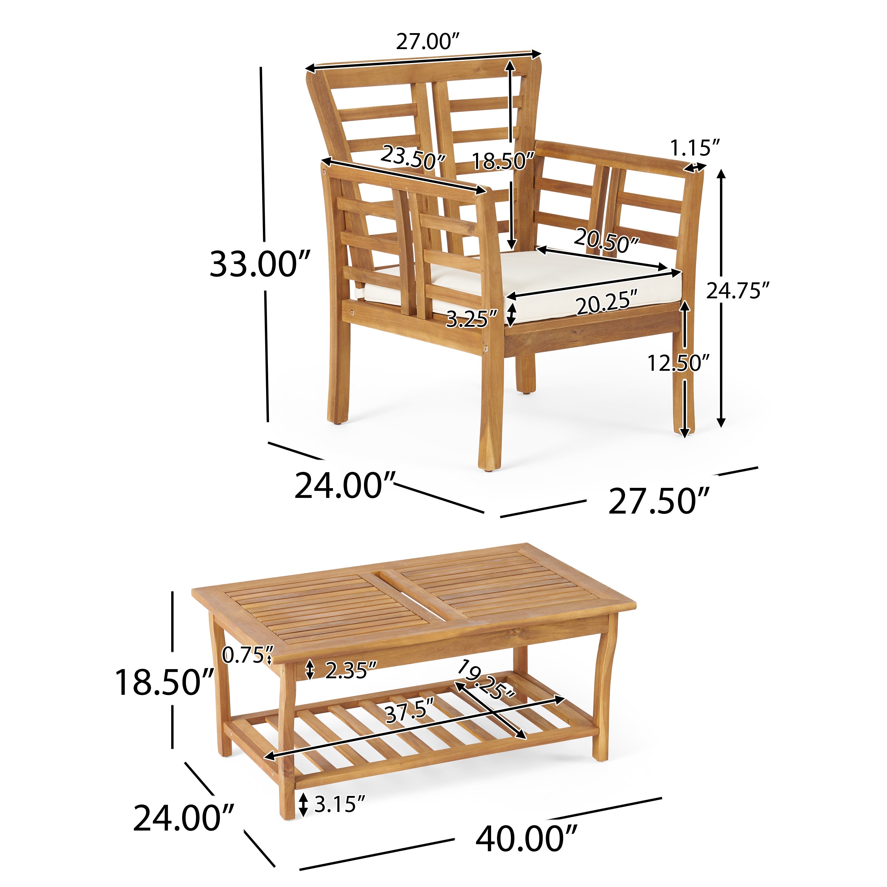 CAYDON 2 CLUB CHAIRS + TABLE
