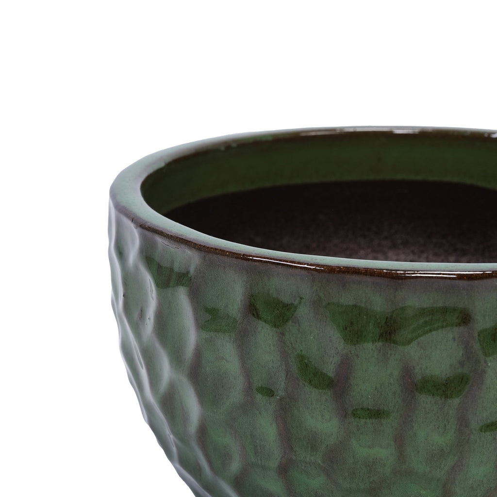 3 Pieces Ceramic Flowerpot, Modern Planter for Patio, Garden or Windowsills - Antique Green