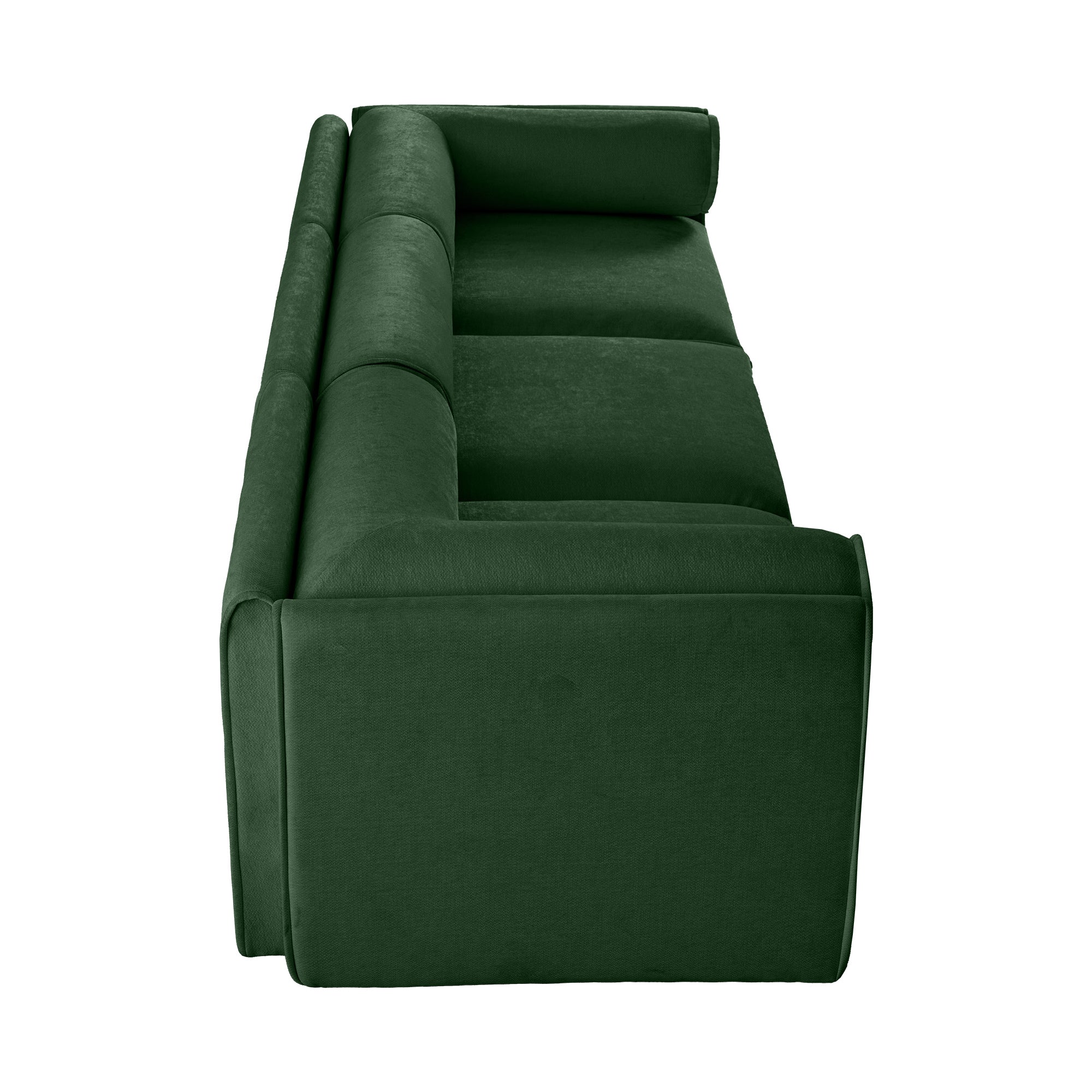 Elegant Green Chenille  Sofa with Storage Seat, Cylindrical Backrest and Armrests, Contemporary 3-Seater Fabric Couch with Hidden Storage Compartment
