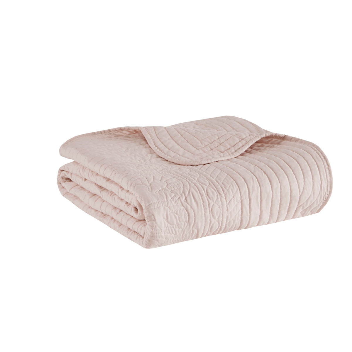 Oversized Quilted Throw with Scalloped Edges Blush 60x72'