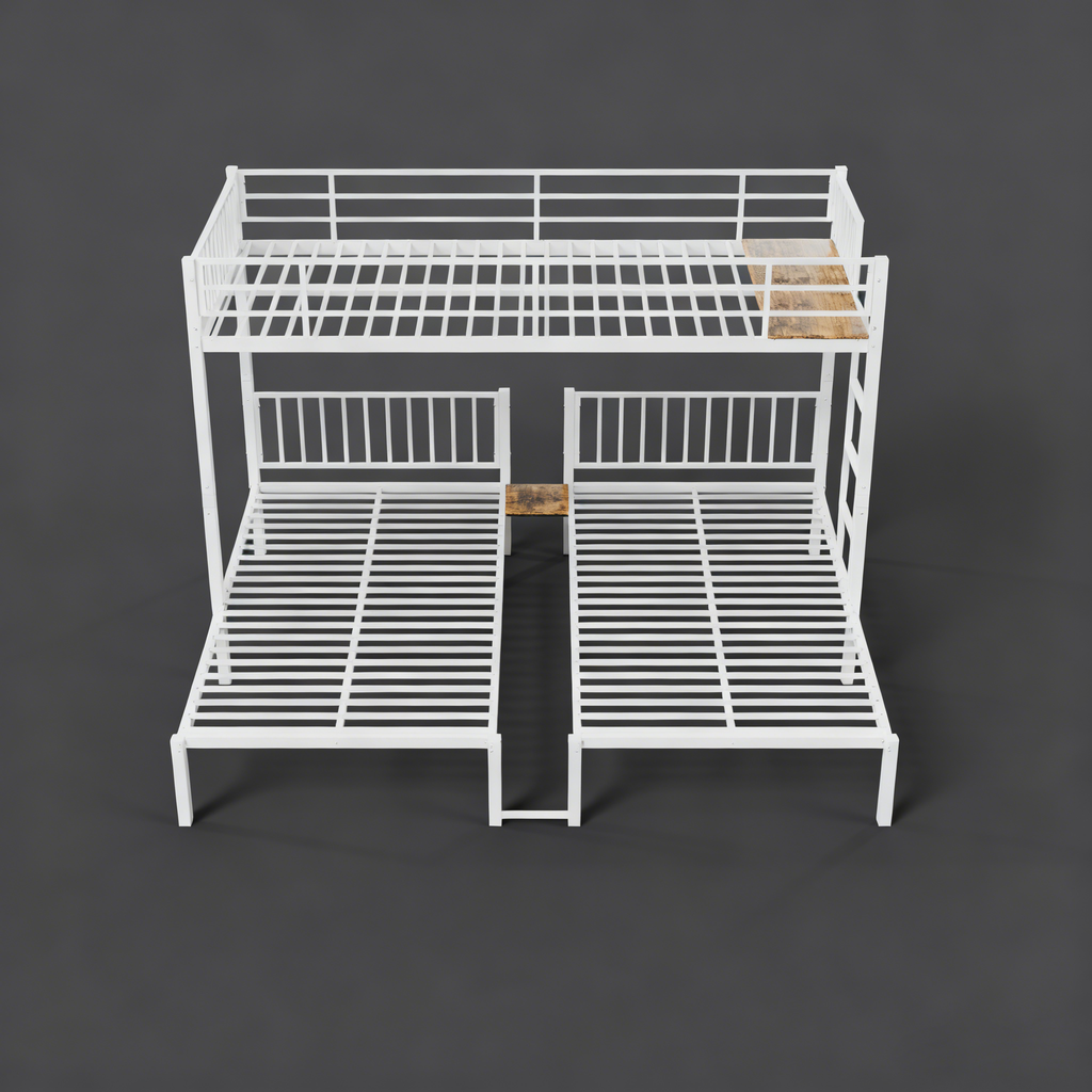 Triple Bunk Bed for Kids,3 Bed Bunk Beds for 3,Metal Triple Bunk Beds,Separates Into 3 Twin Beds,Noise Reduced Structure,White