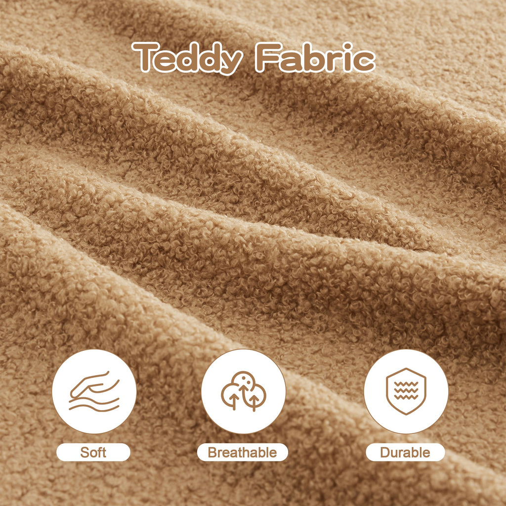U-Shaped Boneless Sofa,Teddy Fabric No assembly required   Curved armrest,Anti-slip Design,Streamlined Design 32D High Density Sponge,Full Compression Vacuum Packag,For Studies living Rooms,Camel