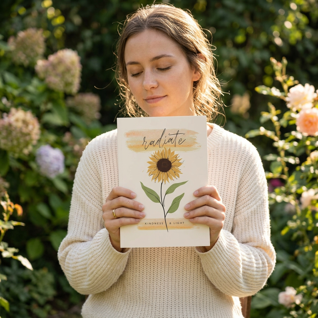 Sunflower Journal Hardcover Notebook | Radiate Inspirational Notebook | Floral Writing Journal | Self Care Gift for Women