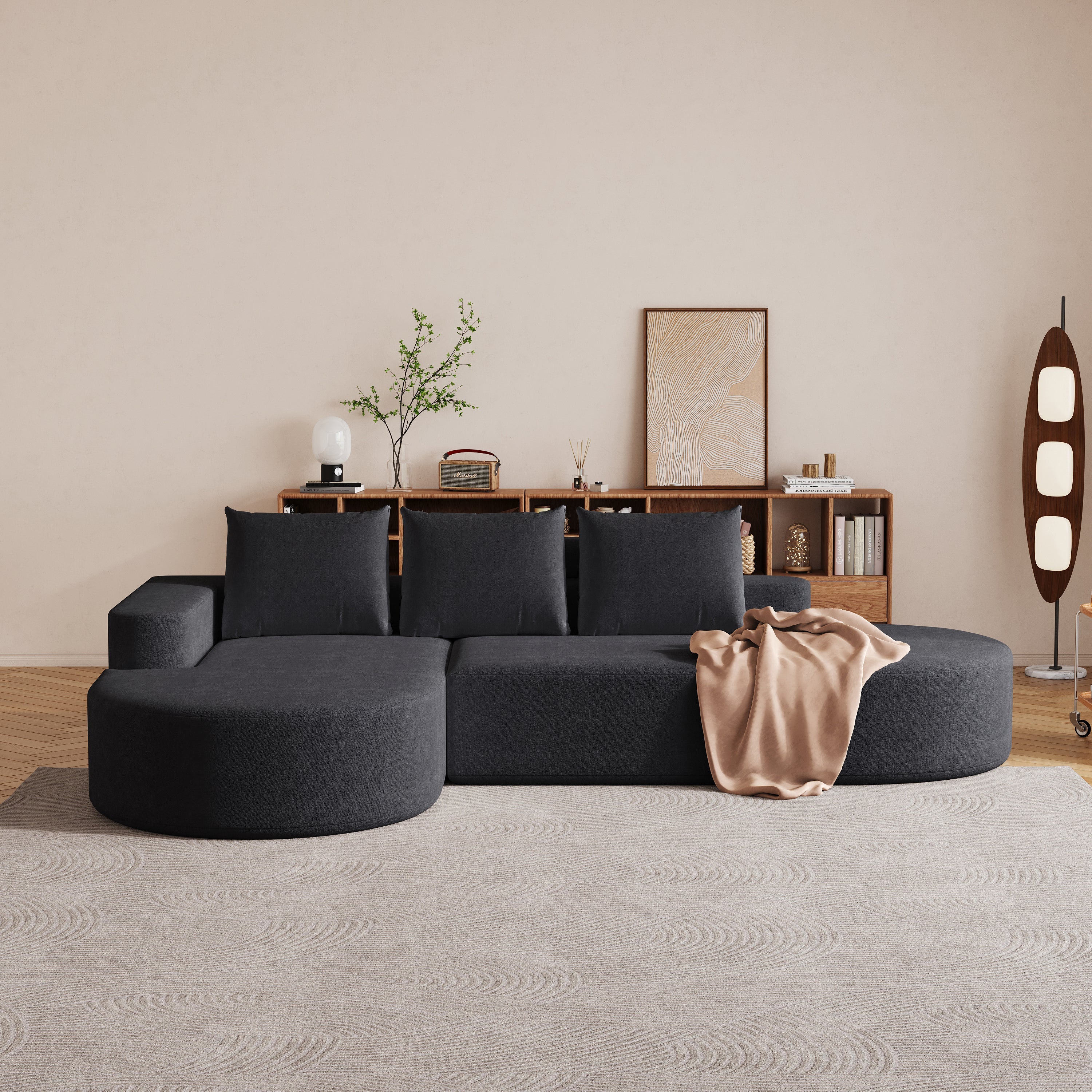 Modern Curved sofa ,Chenille Upholstered Sectional Sofa Couch Set,Modular 108.5' L Shaped Sectional Living Room Sofa Set With 3 Pillows,Free Combination Sofa Couch for Living Room,Bedroom